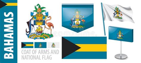 Vector Set of the Coat of Arms and National Flag of Bahamas Stock Vector - Illustration of ...