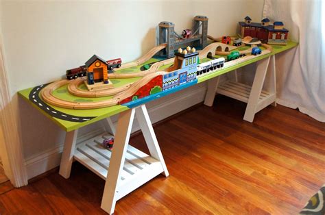 DIY train table | Ocean Front Shack | Train table storage, Train table, Wooden train table