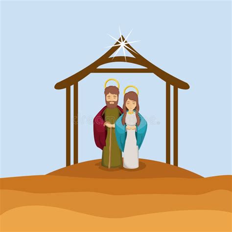 Mary and Joseph Cartoon Design Stock Vector - Illustration of december, saint: 78821714