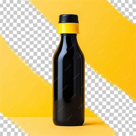 Premium PSD | Yellow labeled bottle on transparent background with ...