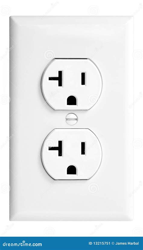 20 Amp White Electrical Wall Outlet Isolated Stock Image - Image: 13215751