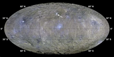 Enhanced color mosaic of the surface of Ceres. Data have been obtained ...