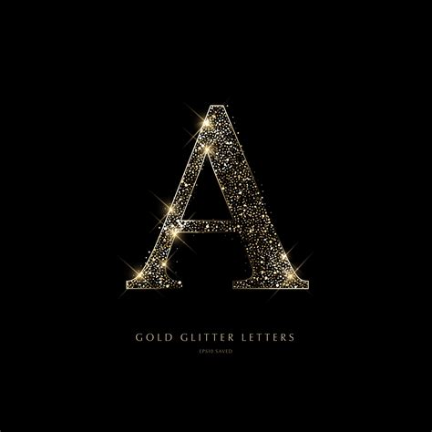 Glittering golden letters on a black background,shiny letters. 3619252 ...