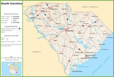 South Carolina highway map - Ontheworldmap.com