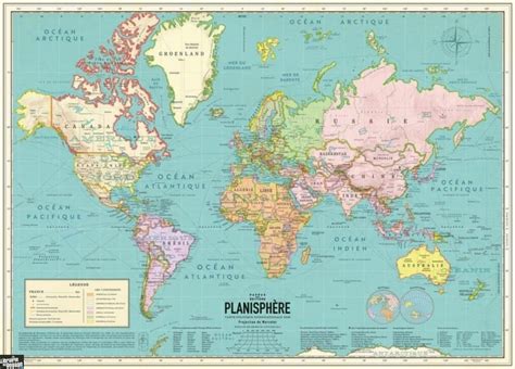 Pappus éditions - Poster - Carte du Monde Vintage (planisphère avec les ...