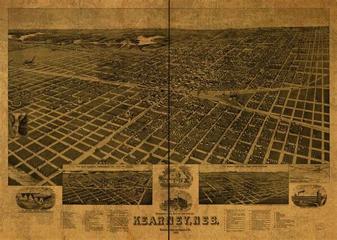 Kearney Nebraska Progress Vintage City Street Map 1889 Mixed Media by Design Turnpike