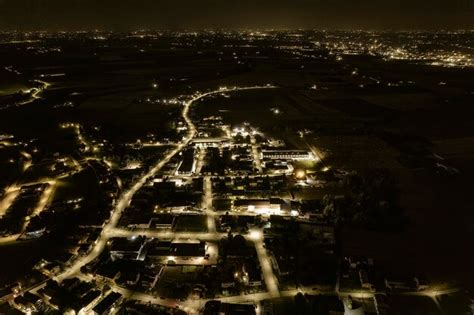 Premium Photo | Aerial night view of a town