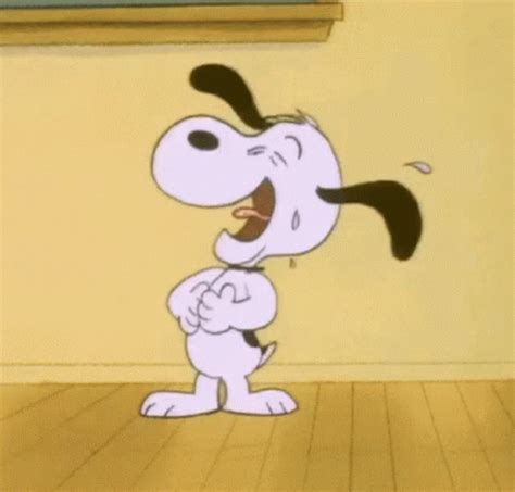 a cartoon dog with its mouth open and tongue out, standing in front of a wall