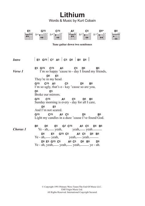 Lithium by Nirvana - Guitar Chords/Lyrics - Guitar Instructor