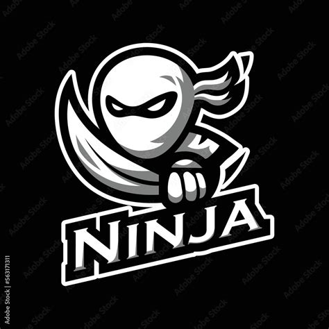 Black and white ninja logo mascot. Ninja Esport logo design. Stock ...