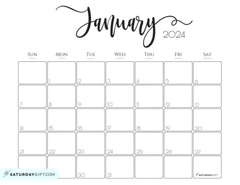 January 2024 Calendar Printable Cute Drawings - Calendar Year View 2024