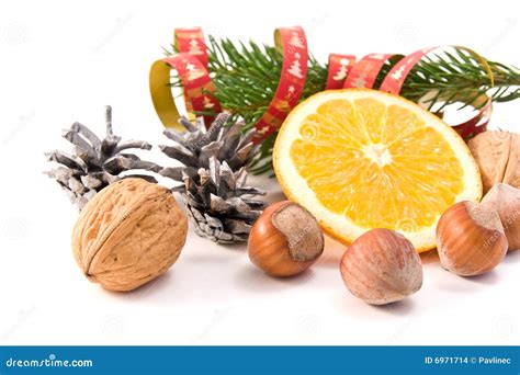 Christmas Decoration with Nuts Stock Photo - Image of hazelnut, isolated: 6971714