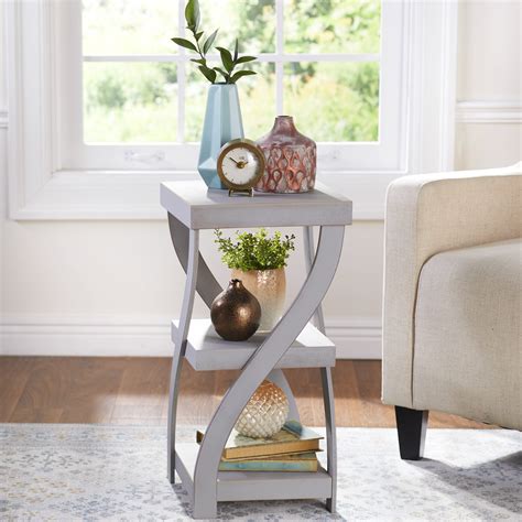 Twisted Side Table - Modern Distressed Finish Room Accent - Antique Gray - Walmart.com