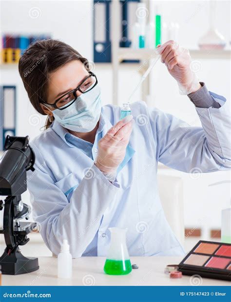 Lab Chemist Checking Beauty and Make-up Products Stock Image - Image of ...