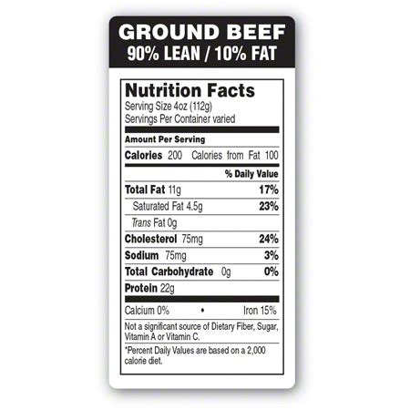 Epsen Hillmer "Nutrition Facts-Ground Beef 90%" Lean/10% Fat | All Florida Paper | Headquartered ...