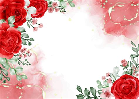 Premium Vector | Freedom rose red flower frame background with white space