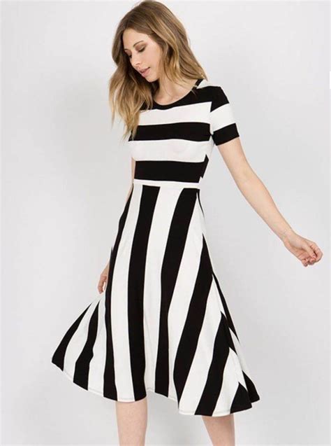 Buy Designer Black and White Stripe Dress For Women Online - Kahini Fashion