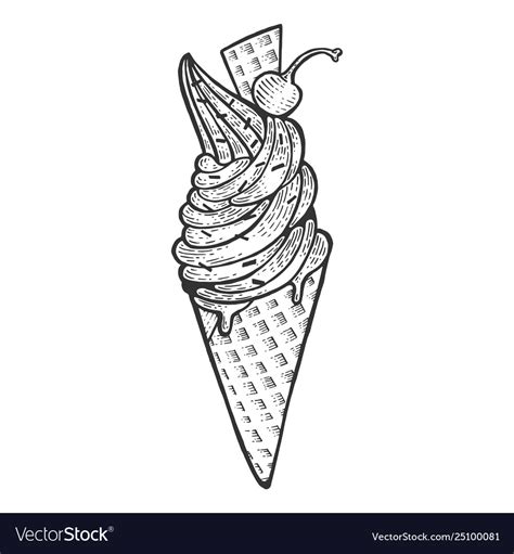 Ice cream sketch engraving Royalty Free Vector Image