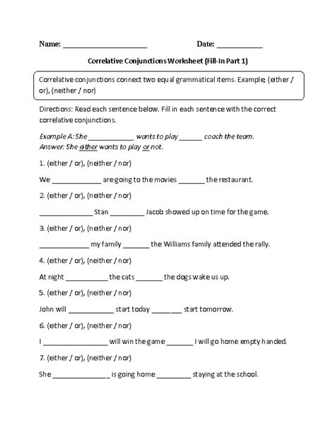 Englishlinx.com | Conjunctions Worksheets