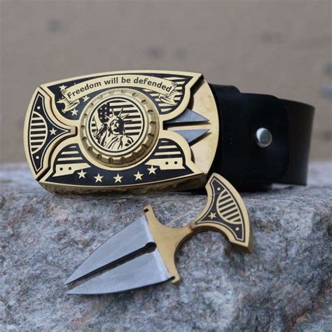 Buckle Knife / Belt with 2 knives / Stainless steel buckle / gold color buckle knife / knife ...