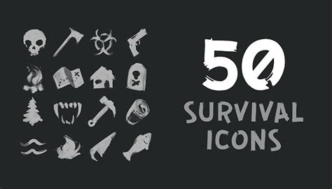 50 Flat Survival Icons | GameDev Market