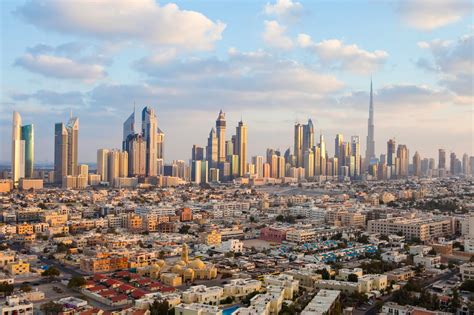 United Arab Emirates, Dubai, elevated view of the new Dubai skyline ...