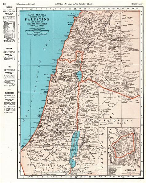 1946 Antique PALESTINE Map Vintage Map of Palestine Syria | Etsy