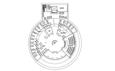 Library Design Architecture CAD plan - Cadbull