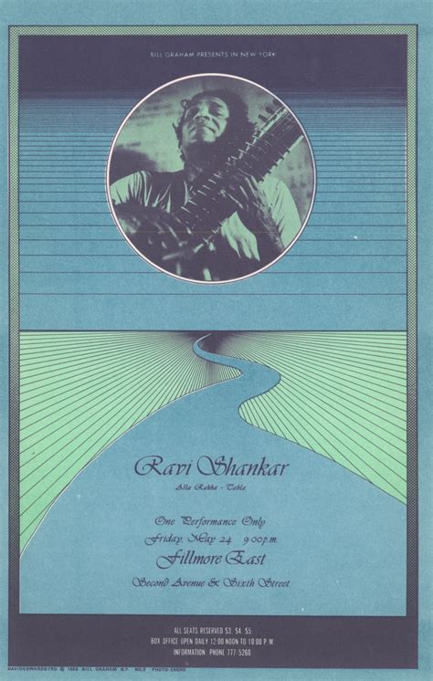 Ravi Shankar Vintage Concert Postcard from Fillmore East, May 24, 1968 at Wolfgang's