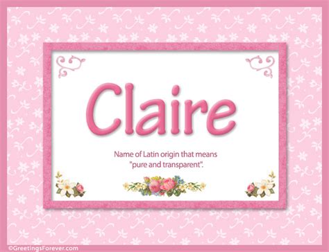 Meaning of Claire to print or send, Female Names - Meaning and origin, greeting cards