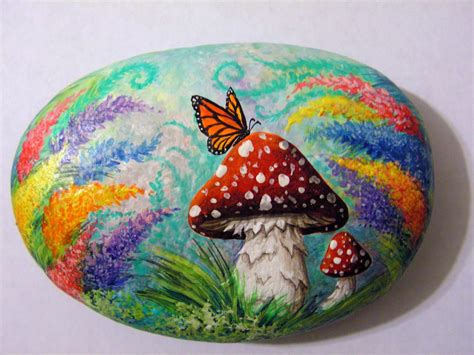 Mushroom Rock 2 by Nevuela on DeviantArt | Rock painting designs, Diy ...