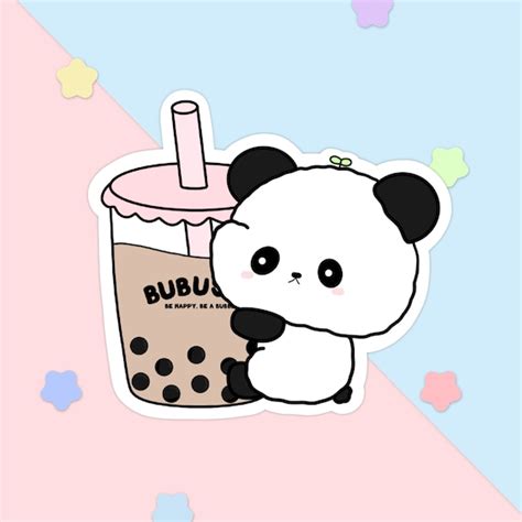 Cute Boba Sticker Bubuski Kawaii Panda Cute Bubble Milk | Etsy