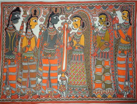 Ram Seeta Swayamvar Mithila Painting from eMithilaHaat Painting by Pawan Jha - Fine Art America