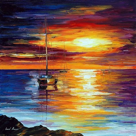 Ocean Sunset Oil Painting at PaintingValley.com | Explore collection of ...