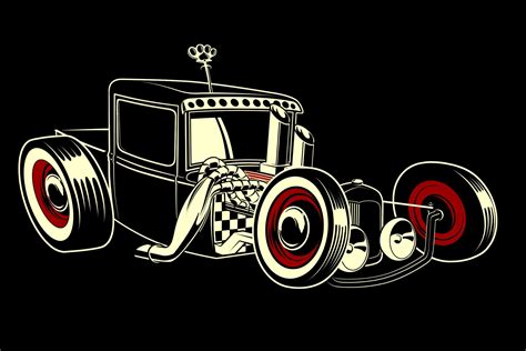 rat rods cartoons | rat rod hot retro vector emgine cartoon wallpaper ...