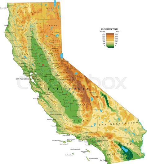 Physical Map Of California With Key - Map Of Amarillo Texas