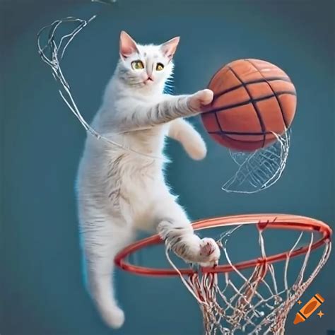 Cat dunking a basketball on Craiyon