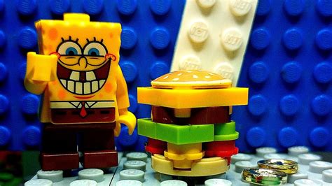 Lego SpongeBob makes a crabby patty!! - YouTube