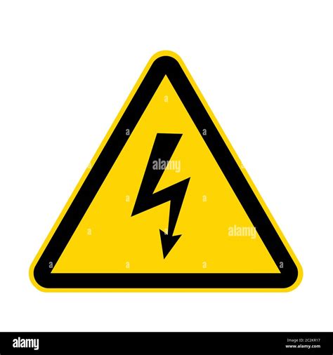 A high voltage yellow danger sign isolated on white with clipping path ...