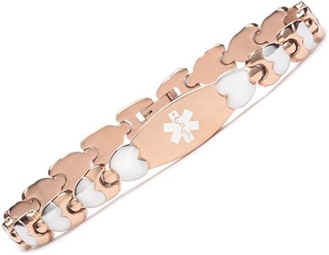 Lovely Fashion Medical alert bracelets with Free engraving Double Heart Medical id bracelet for ...