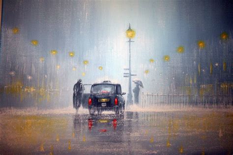 Wallpaper : painting, car, reflection, rain, England, evening, morning ...