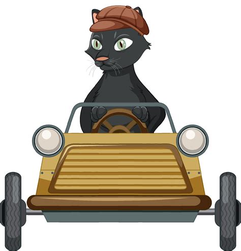 Funny cat cartoon character drive car on white background 7474271 Vector Art at Vecteezy