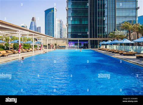 Pool at the Marriott Marquis City Center Doha Hotel, Doha, Qatar Stock ...