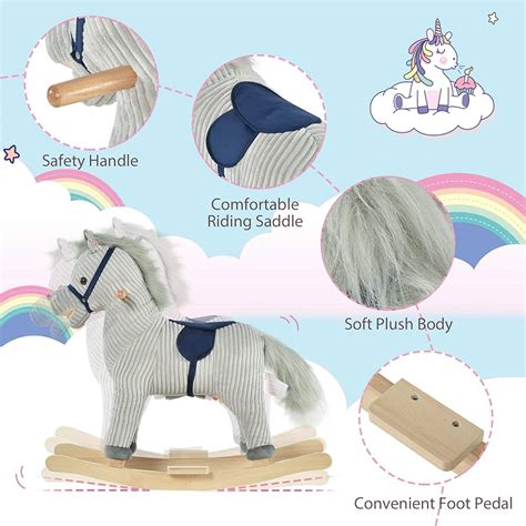 Buy HOMCOM Kids Plush Rocking Horse W/Sound Children Rocker, 49% OFF