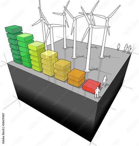 diagram of a wind turbine farm with energy rating diagram Stock Vector ...