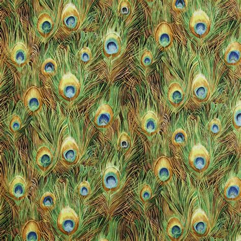 Northcott Peacock Paradise II Peacock Feathers Gold Metallic Fabric ...