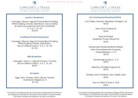 Menu at Lawlor's of Naas steakhouse, Naas