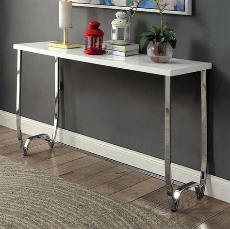 Contemporary Sofa Table, White&Chrome - Walmart.com - Walmart.com