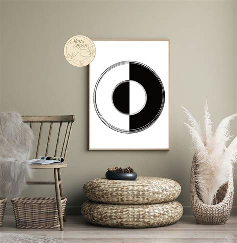 Black and White Abstract Circle Print, Modern Design, Abstract Wall Art ...