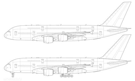 Airbus A380-800 schematic, port side. As of 2020, no new orders will be taken for construction ...